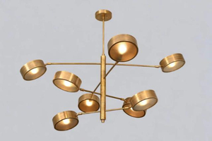 Lustre Linus Starburst à 8 lumières en laiton, fait main, style moderne du milieu du siècle, luminaire vintage Stilnovo - Product Image 2