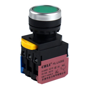 Interruptor de Botón Pulsador Chli HL-LA38S 22mm 1NC con LED Verde Iluminado y Terminal de Tornillo - Product Image 1