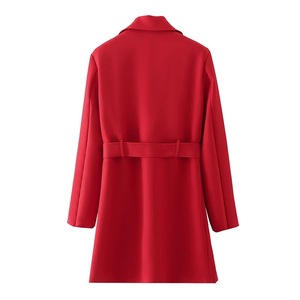 2024 Grote Maat Damespakken Dames Blazers Jas Rood Met Een Riem Polyester Mix Formele Gelegenheid 1Pc/Opp Tas 7-15 Dagen Normaal - Product Image 2