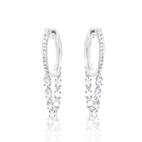 LOZRUNVE Bijoux fins, boucles d'oreilles pendantes en argent 925 plaqué rhodium avec zircon cubique 5A brillant, style chaîne tennis