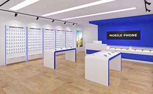 2024 di động hiện đại cửa hàng thiết kế kính hiển thị trường hợp hiển thị bóng trắng điện thoại tủ trưng bày - Product Image 4