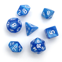 Mini jeu de dés en résine polyédrique Dnd dés Rpg Dragon et jeux de donjon bleu blanc dés en porcelaine personnalisés