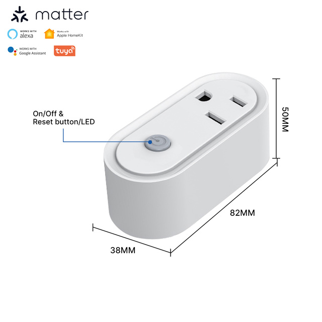 Smart Home Products US Matter Smart Plug Work with Alexa Google Home, UL Certified, 15A Energy Monitoring & Scheduling