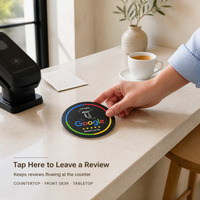 Carte NFC personnalisée en acrylique avec logo pour avis Google, NTAG213 13.56MHz, autocollant de table étanche pour restaurant, hôtel, café, vente en gros