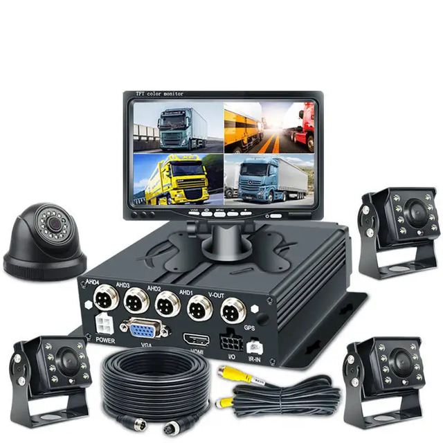 4G 4CH 24V MDVR Kit for Trucks & Buses 360° Rear/Side View Camera System with Backup DVR Heavy Duty Vehicle Security Recorder