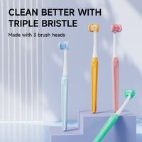 Brosse à dents à couverture complète, triple face, triple angle, à poils sur trois côtés, nettoie toutes les surfaces