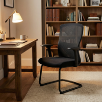 Chaise de bureau à dossier fixe, base en maille, sans roulettes, chaise de bureau, chaise de salle de réunion, prix bas