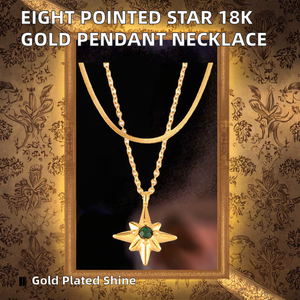 Ciondolo Collana a Stella Ottagonale in Acciaio Inossidabile Placcato Oro 18K con Zirconia Cubica, Design Minimalista, Stile Neutro alla Moda - Product Image 2