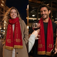 Écharpe de supporter de football en velours, brodée, avec franges dorées, pour événements sportifs et championnats