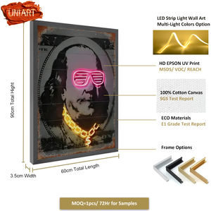 UNIART personalizado 3D UV impreso LED neón pared arte Hotel colgante <span class=keywords><strong>pintura</strong></span> al óleo decoración póster lienzo arte <span class=keywords><strong>con</strong></span> efecto de luz - Product Image 2