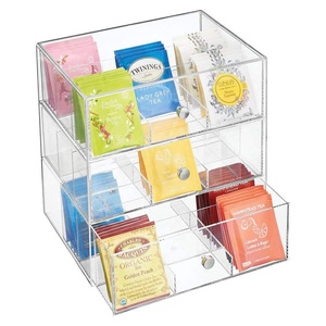 Chất lượng cao 3 ngăn kéo Acrylic cà phê hòa tan túi trà tổ chức Lưu trữ hộp trường hợp Stackable Acrylic tổ chức - Product Image 3