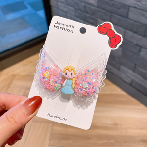 Forcina per capelli con sabbie mobili per cartoni animati per bambini <span class=keywords><strong>ali</strong></span> d'<span class=keywords><strong>angelo</strong></span> fermagli per capelli con Glitter per bambini per accessori per capelli per bambini - Product Image 4