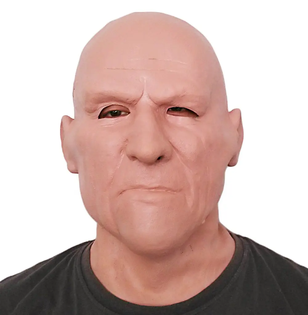 Máscara de látex masculina, fantasia de halloween, homem de idade, forte, cabeça completa, realista, máscara de disfarce de látex