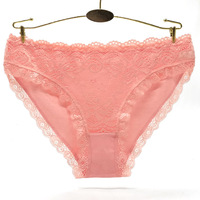 Culottes en coton pour femmes, lingerie sexy taille moyenne, slips en dentelle de coton pour femmes
