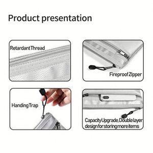 <b>Folder</b> Cash Money Bank Storage Bags 2 <b>Pockets</b> Separator Fireproof Storaging Safe Bag - Product Image 4