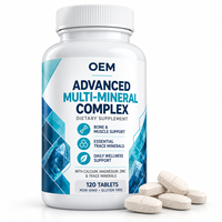 Comprimés de complexe multi-minéral, étiquette claire, sans sucre, végétalien, sans OGM, sans gluten, certifié CGMP, OEM, marque privée, vente en gros