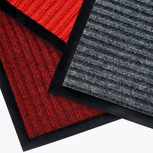 Double Striped Doormat Rectangle Absorbent Non Slip PVC Home Commercial Entrance Hallway Mat Bright Red Dark Red Dark Gray - Product Image 1