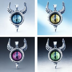 yunnique Collier pendentif Œil protecteur en argent tibétain, forme de pointe, serti clos, design géométrique, pendentif unique sans chaîne - Product Image 4