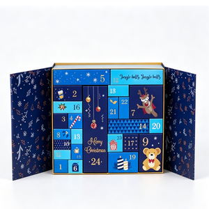 Boîte de calendrier de l'avent personnalisée de luxe, emballage cadeau de Noël, carton rigide avec dorure à chaud, fabricant OEM - Product Image 1