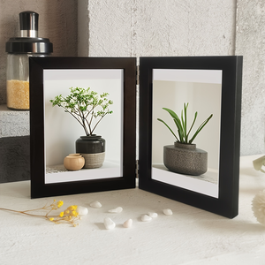 Cornice Fotografica in Legno a Doppia Cerniera, 4x6 Pollici, Pieghevole su Due Lati per Scrivania, Tavolo, Decorazione Casa - Product Image 4