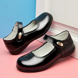 Надежный поставщик, детская спортивная обувь, 2025 Осенняя повседневная обувь, высокие модные черные туфли принцессы для девочек - Product Image 5