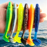 12cm Kürek Kuyruklu Yumuşak Yem, Nervürlü Gövdeli, Balık Yavrusu Taklidi, Batar Tip PVC Balıkçılık Yemi, Tuzlu Su ve Tatlı Su Levreği, Turna için Kancalı Yuva