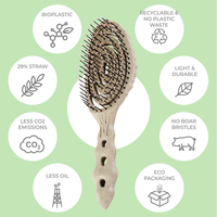 Brosse démêlante flexible en paille de blé écologique avec logo personnalisé, masseur de cuir chevelu, peigne démêlant pour cheveux, peigne à boucles creuses pour coiffure