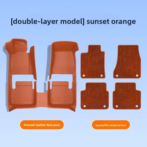 Tappetino in Vera Pelle di Lusso Rosso Vino per <span class=keywords><strong>Audi</strong></span> A6L, Modelli 2017-2026 - Tappetino Auto di Alta Gamma Monoblocco Completo - Product Image 3