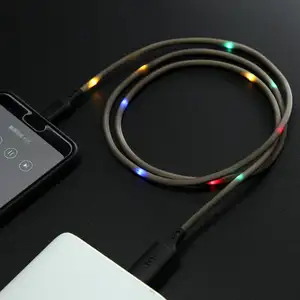 Hot Sale Voice Control USB Data Cable Dance Led Light Micro USB Cable Flash LED Light Type C Fast Charge Cable