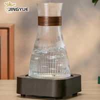 Table de chevet côtelée vintage Carafe de chevet Tasses en verre à eau avec couvercle Pichet pour boire Verrerie Théières et bouilloires