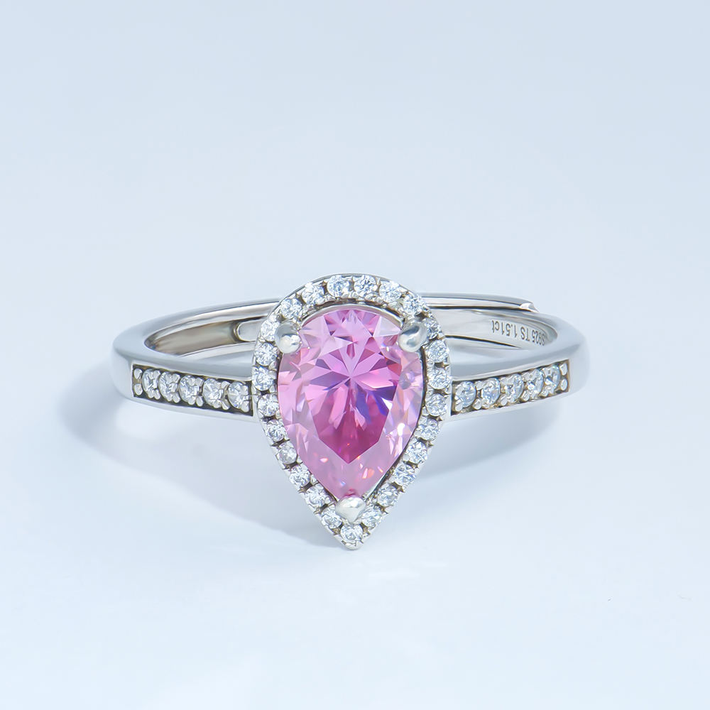Pink pear ring