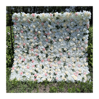 Günstigste Heiß Verkaufende Künstliche Wanddekoration aus Weißen, Rosa und Champagnerfarbenen Rosen-Seidenhortensien für Hochzeiten und Bühnenereignisse