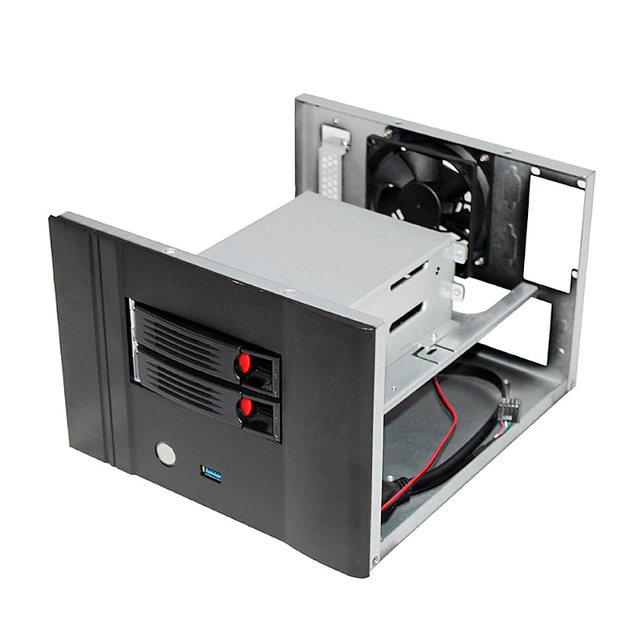 2-Disk Aluminum Alloy Hot-Swappable Mini-ITX Motherboard Server Mid Tower NAS Chassis IPFS Home Storage Dual-Disk Embedded