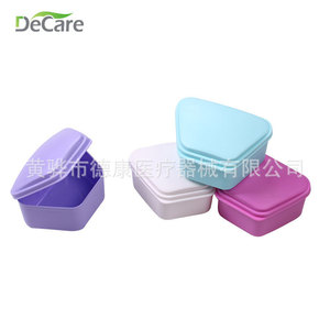 DeCare Dental Trapezoidal Denture Case Plastic Purple <b>Pink</b> White Sky Blue Tooth Storage Retainer Case - Product Image 1
