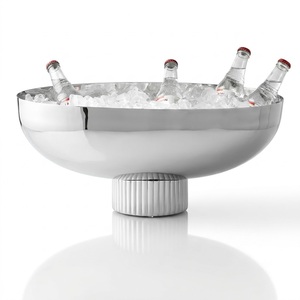 Seau à glace vintage en aluminium pour 2 bouteilles, fait main, argenté, pour hôtel et bar - Product Image 4
