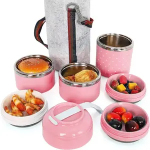 Hộp Đựng Đồ Ăn Trưa Tiffin Cỡ Lớn Di Động Hộp Bento Bằng Thép Không Gỉ Xếp Chồng Được Hộp Giữ Ấm Thực Phẩm Cách Nhiệt Dã Ngoại