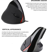 Mouse Ergonomis Mytree Generasi Kedua Optik USB 3D Style untuk Tangan Kanan dengan Pelindung Pergelangan Tangan, Nirkabel 2.4GHz RGB, Laris Terjual