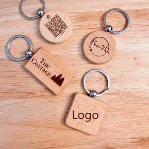 سلسلة مفاتيح خشبية مخصصة بشعار محفور بالليزر، سلسلة مفاتيح فارغة، هدية تذكارية ترويجية، حلقة مفاتيح من الخشب الطبيعي للبيع بالجملة بسعر رخيص - Product Image 2