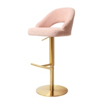 Höhen verstellbare Mädchen Gold Pink Lift Counter Hocker Drehbarer Teddy Boucle Bar Chair