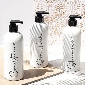 Commercio all'ingrosso personalizzato 300ml 500ml bianco ambra trasparente opaca bottiglia di plastica per animali domestici con coperchio della pompa vuota bottiglia di Shampoo