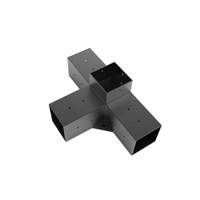 Kit de supports de pergola robuste, base de poteau d'angle à 3 voies, fabrication en tôle, revêtement en poudre noir, connecteurs de poteaux en bois