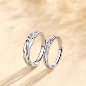 Q872 <b>Wedding</b> <b>Bands</b> 925 <b>Silver</b> Crystal Rhinestone Channel Setting Unisex Fine Rings - Product Image 3