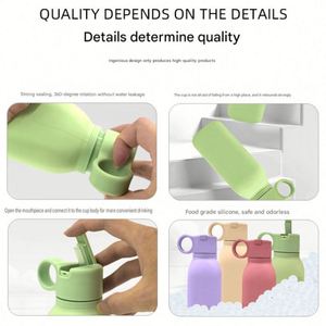Botella de Agua Portátil Ecológica para Bebés y Niños, Estilo Popular, Silicona de Grado Alimenticio para la Escuela y Actividades al Aire Libre - Product Image 3