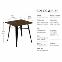 Table industrielle en fer sur mesure avec plateau en bois, qualité supérieure, table de restaurant et de café, vente chaude auprès d'un fabricant chinois