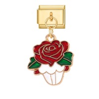 Nouveau pendentif italien breloque étanche en acier inoxydable coloré huile dégoulinant émail dessin animé coeur papillon italien bracelet à breloques