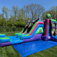 Toboggan aquatique gonflable en PVC 0,55 mm économique, 4x7m, 4x8m, capacité de charge 500 kg, idéal pour les fêtes au bord de la piscine à domicile.