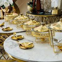 Plat Chafing de Luxe de Conception Manufacturière avec Supports Équipement de Traiteur Chauffe-Plats Buffet Acier Inoxydable Verre