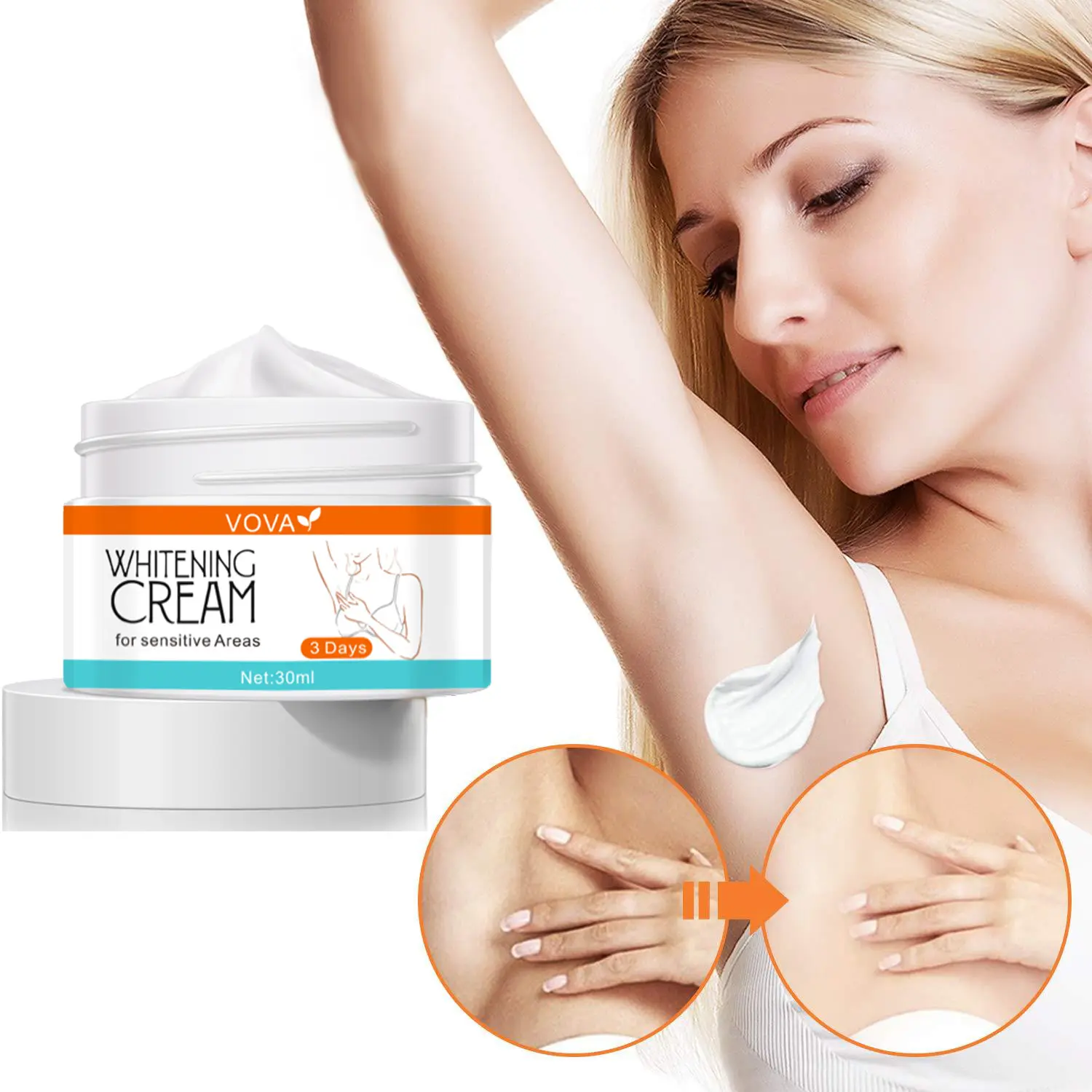 Crème blanchissante pour le corps VOVA, soins de la peau pour les zones intimes, aisselles vaginales