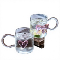 Nouvelle tasse à boisson portable de 301-400 ml au design classique personnalisé, résistante au lave-vaisselle, avec poignée, pour la maison, pour le lait, l'eau, en verre, avec décor en forme de cœur