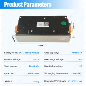 ชุดแบตเตอรี่ Starmax Catl 4S1P 153Ah 174Ah 180Ah 14.8V Leaf ความจุ 62 กิโลวัตต์ชั่วโมง พร้อมเซลล์ลิเธียมไอออน 3.7V Ncm 53 กิโลวัตต์ชั่วโมง และโมดูลแบตเตอรี่ Nmc - Product Image 2